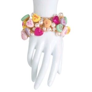 Betsey Johnson Bracelet Valentines Heart Shape Bib Statement THINK PINK MSRP$148